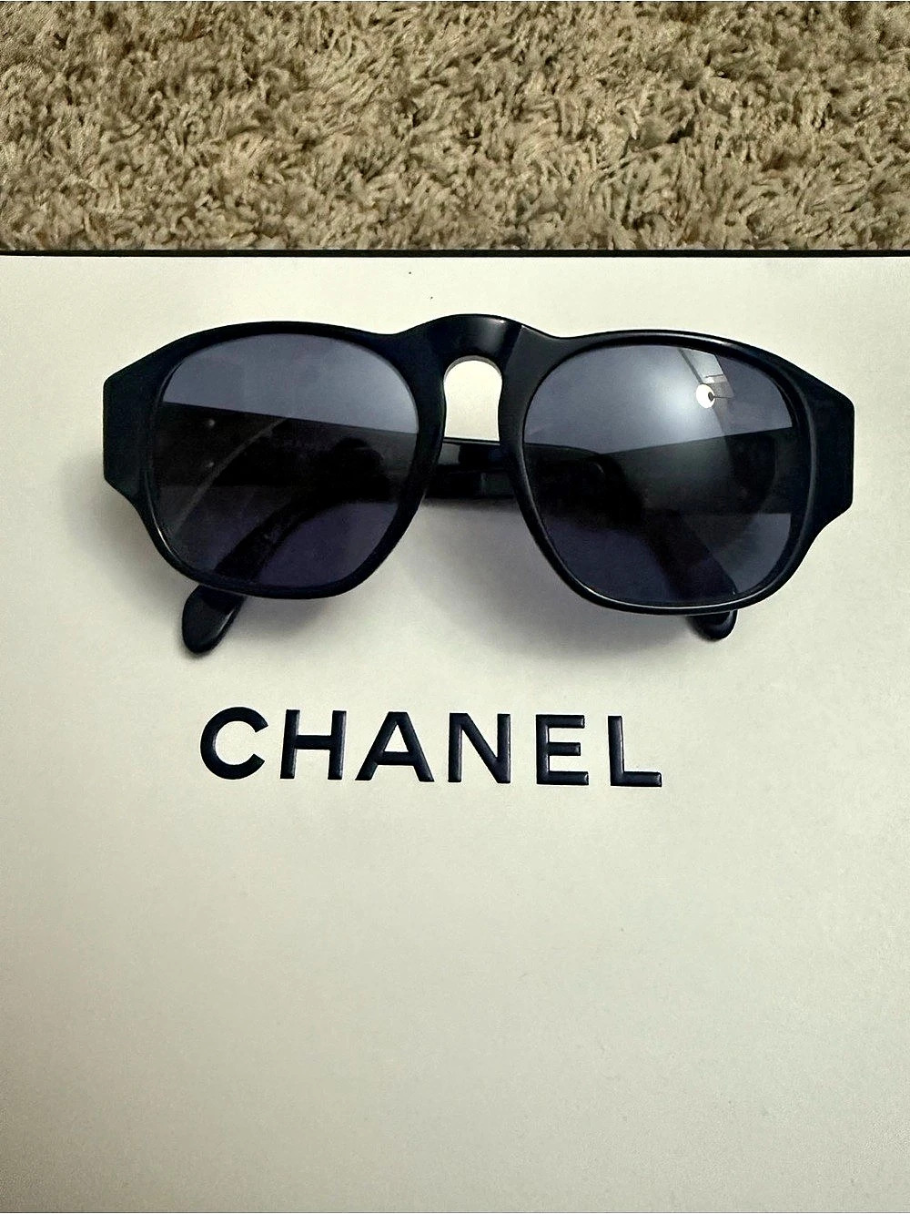 Chanel Square Sunglasses 5435 C.622/S6 Black Sunglasses Like New - Picture 2 of 5